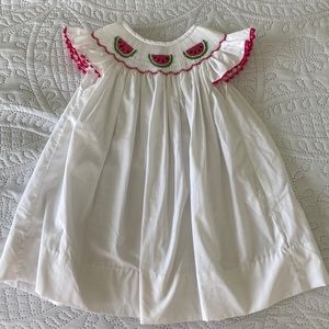 9 month watermelon bishop smocked babeeni dress